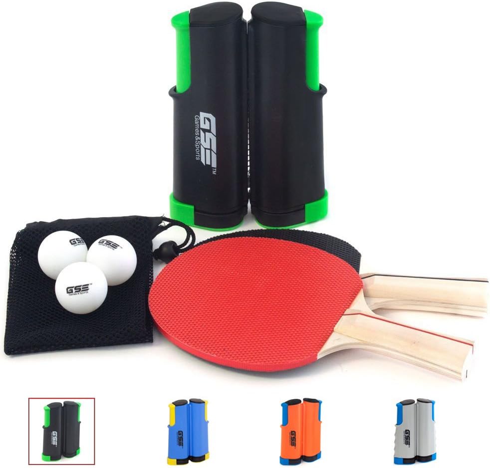 Anywhere Ping Pong Set with 2 Paddles & 3 Ping Pong Balls. Portable Retractable Table Tennis Net & Post (Black Net with 2 Paddles/3 Balls) : Sports & Outdoors
