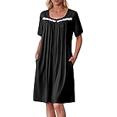 Ekouaer Women Zipper Robe Short Sleeves House Coat Zipper Front Bathrobe Sleepwear with Pockets Housecoat Nightgown