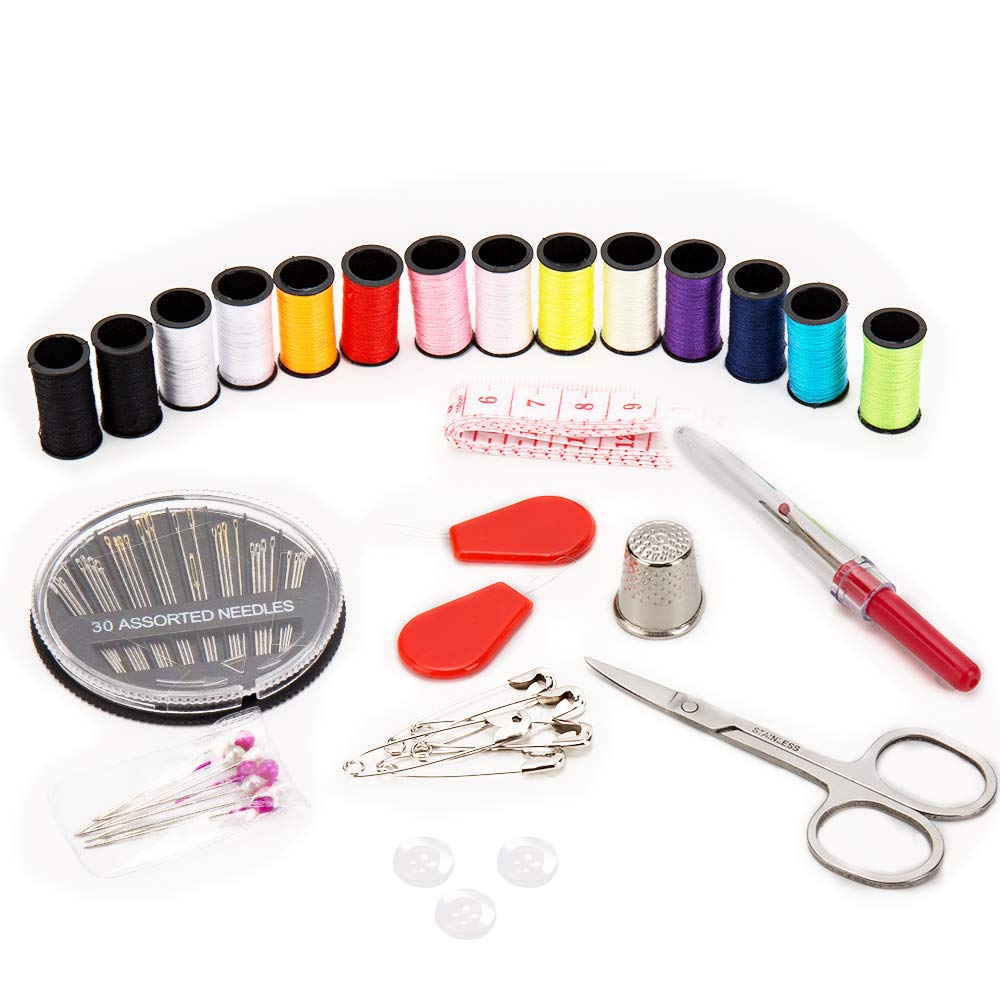 Sewing Kit, Sewing Kits for Adults, Okom 68Pcs Thread for Sewing, Sewing Accessories and Supplies, Sew Kit for Home,Traveler, DIY, Zipper Portable & Mini Sewing Needles for Handsewing,Scissors Etc(S)