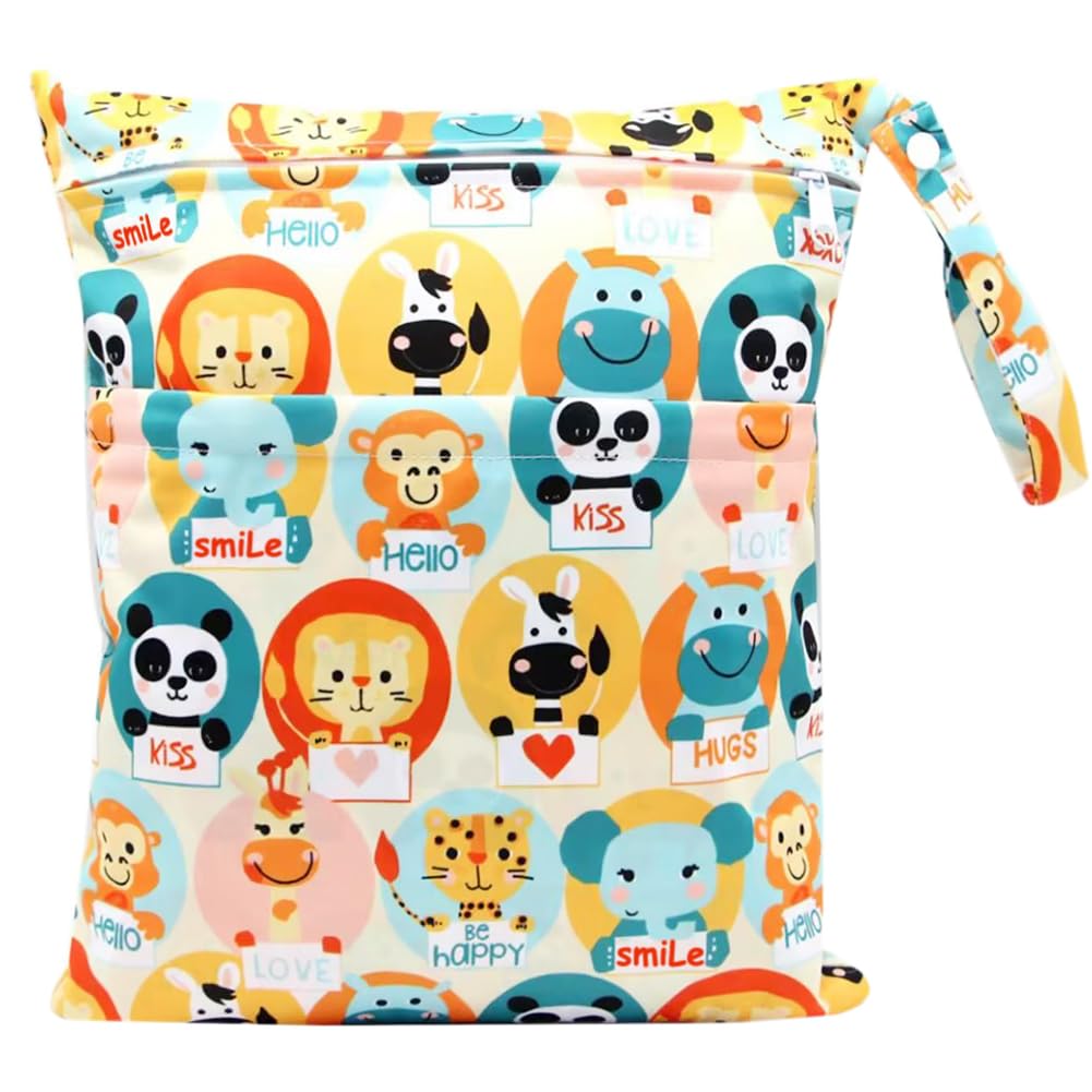 FenFang Wet Bag, Cloth Nappy Bags Produce Bags Wet Dry Suit Bag Storage Organiser, Waterproof Washable Reusable Large Double Zipper Bag for Baby Diapers Nappy Daycare Travel Gym (Orange)