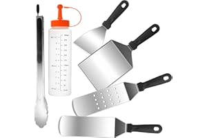 EWFEN 6pcs Griddle Accessories Kit, Heavy Duty Stainless Steel Griddle Tools Spatulas Set for Blackstone - Commercial Grade Flat Top Grill Accessories - Great for Outdoor BBQ