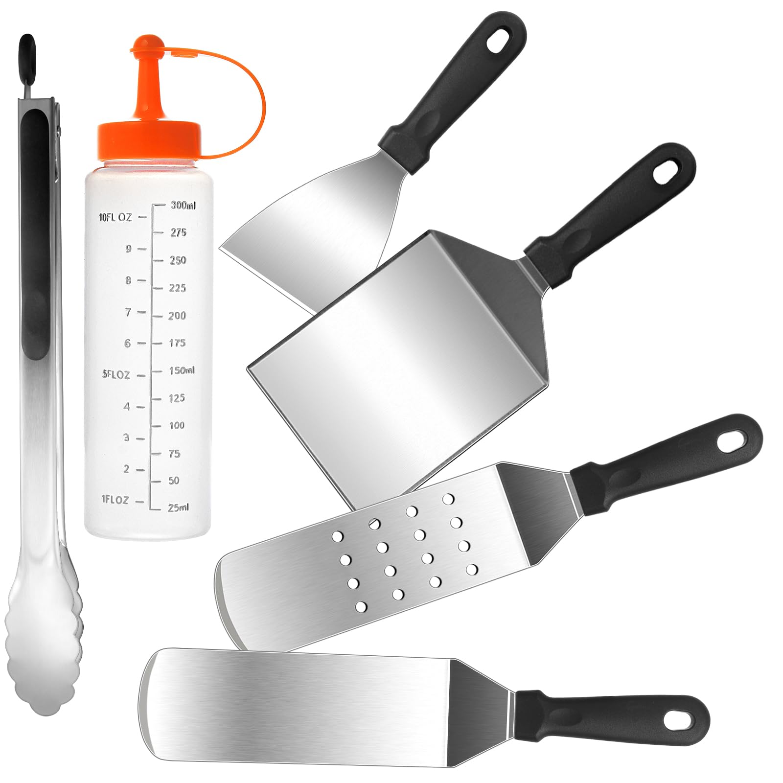 Photo 1 of 6pcs Griddle Accessories Kit, Heavy Duty Stainless Steel Griddle Tools Spatulas Set for Blackstone - Commercial Grade Flat Top Grill Accessories - Great for Outdoor BBQ