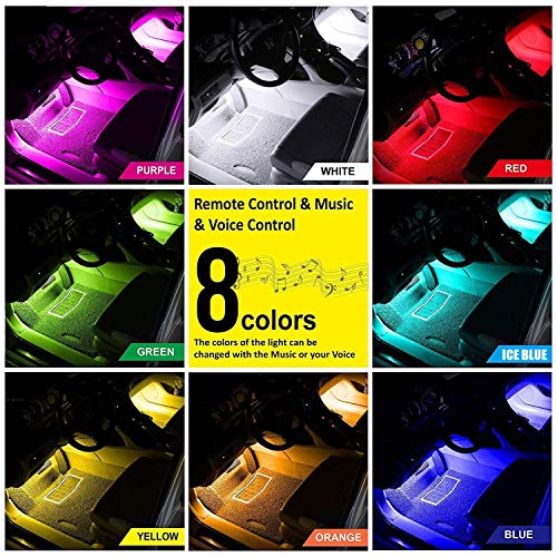 Car LED Strip Lights, YANF Interior Car Lights 4pcs 72 LED Multicolor Car RGB Atmosphere Floor Lights Neon Under Dash Lighting Kit with Sound Sensor and Wireless Remote Control, DC 12V