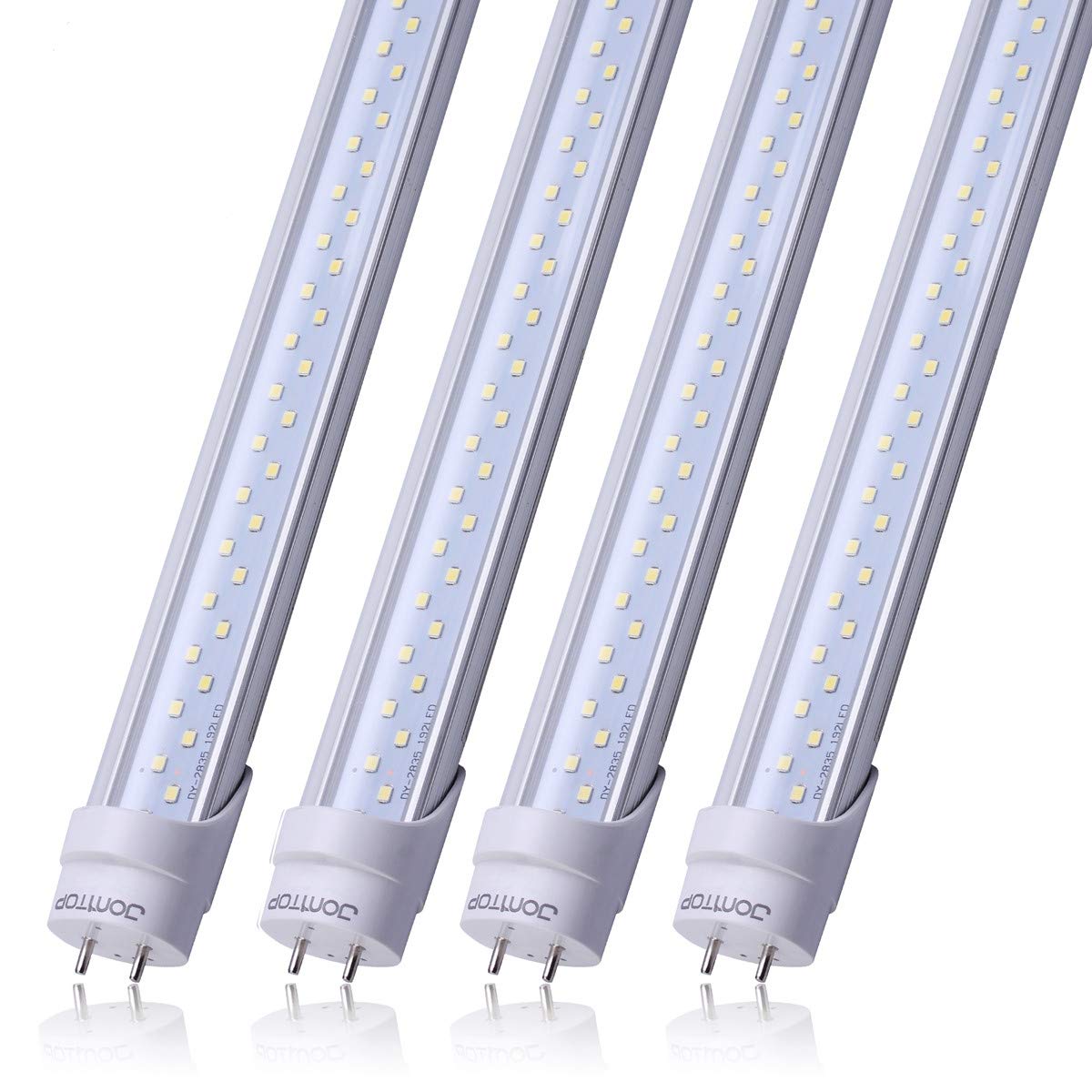 28w Led Tube Light Bulb 4ft, 3360 Lumens, Cold White 6000K, Ballast Bypass Required, Bypass T8 T10 T12 Ballast 80W F48T8 Fluorescent Replacement Dual-End Powered Clear Cover AC 85-265V Pack of 4
