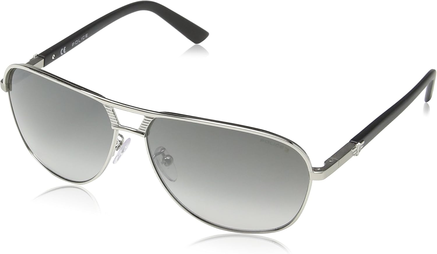 Police Men's S8849 Flash 2 Aviator Sunglasses SHINY PALLADIUM WITH MATT PARTS FRAME / SMOKE