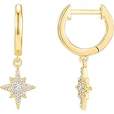 PAVOI 14K Gold Plated S925 Sterling Silver Post Lightweight Drop/Dangle Huggie Earrings for Women | Religious Ornament: Cross, Evil Eye, Clover, Celtic | Dainty Earrings for Women