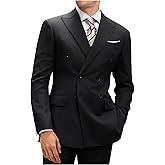 ZKHOECR Mens Double Breasted Suit Slim Fit Solid Suit Jacket and Dress Pants 2 Piece Set Prom Wedding Suits for Men