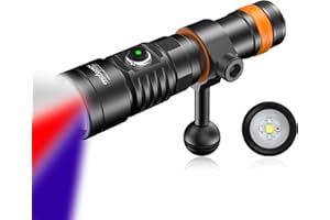 ORCATORCH D710V MK2 2300 Lumens Upgraded Underwater Video Light, White Red Violet Tri-Color, 120-Degree Wide Beam Scuba Flashlight for Dive Photography Fill Light and Fluorescent Night Diving