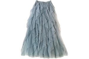 Femiserah Women's Long Rainbow A Line Tulle Tutu Skirts Tiered Skirt Petticoat