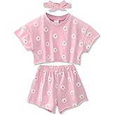 WESIDOM Toddler Girl Clothes Baby Girls Outfits 6M-5T Summer Floral Print Shirt+Shorts+Headband 3pcs Baby Clothing