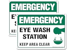 FAITTOO (2 Pack) Emergency Sign, Eye Wash Station Sign, Keep Area Clear Sign, 10 x 7 Inches .40 Rust Free Aluminum, UV Protected, Weather Resistant, Waterproof, Durable Ink，Easy to Mount