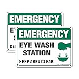 (2 Pack) Emergency Sign, Eye Wash Station