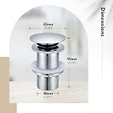 Peppermint Chrome Click Clack Basin Waste UnsloTTed 40mm Brass Pop Up view 7
