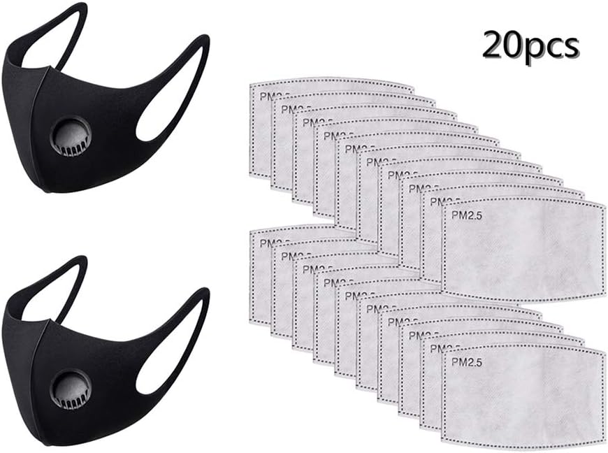 Supefriendly 2Pcs Unisex Cotton Mouth Cover with Filter Washable Reusable Breathable Face Cove