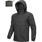 Outdoor Ventures Men's Rain Jacket Waterproof Lightweight Packable Rain Pullover for Hiking Golf Running