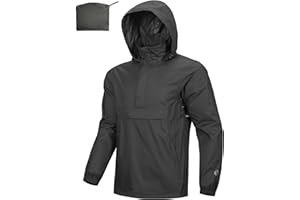 Outdoor Ventures Men's Rain Jacket Waterproof Lightweight Packable Rain Pullover for Hiking Golf Running
