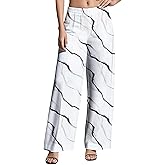 Medlor Womens High Waisted Pants 2025 Summer Wide Leg Oversize Pattern Print Loose Fit Beach Vacation Lounge Sweatpants
