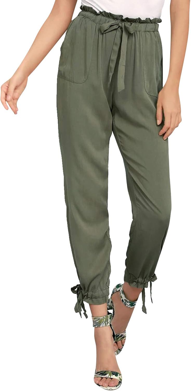 women's slim straight leg stretch casual pants with pockets