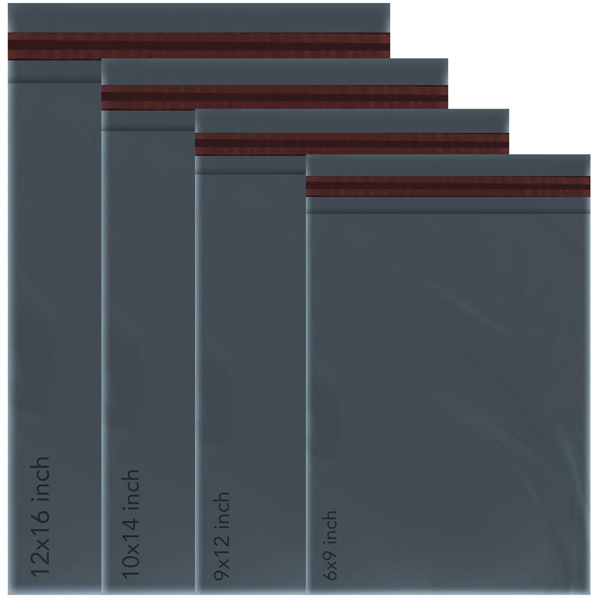 100 Mixed Mailing Poly Postal Self Seal Bags 4 Sizes 25 from Each iSOUL Small to Large Mailing Bags Postage Packaging Assorted Mailers Posting Shipping Post Parcel Package Bags (Black/Grey)