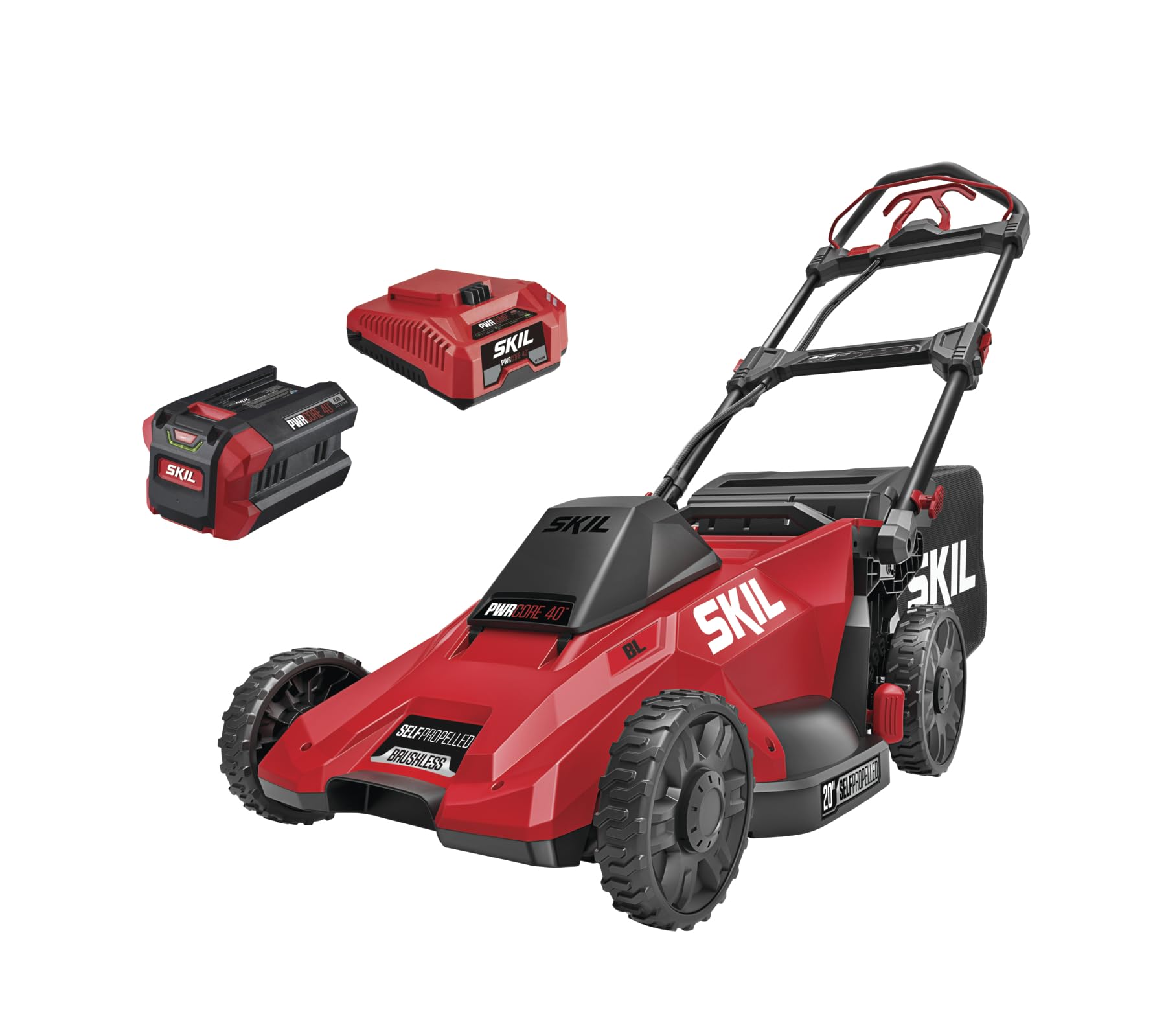 Photo 1 of SKIL PWR CORE 40 Brushless 40V 20-Inch Self-Propelled Mower Kit, Includes 6.0Ah Battery and Auto PWR JUMP Charger - SM4910C-11