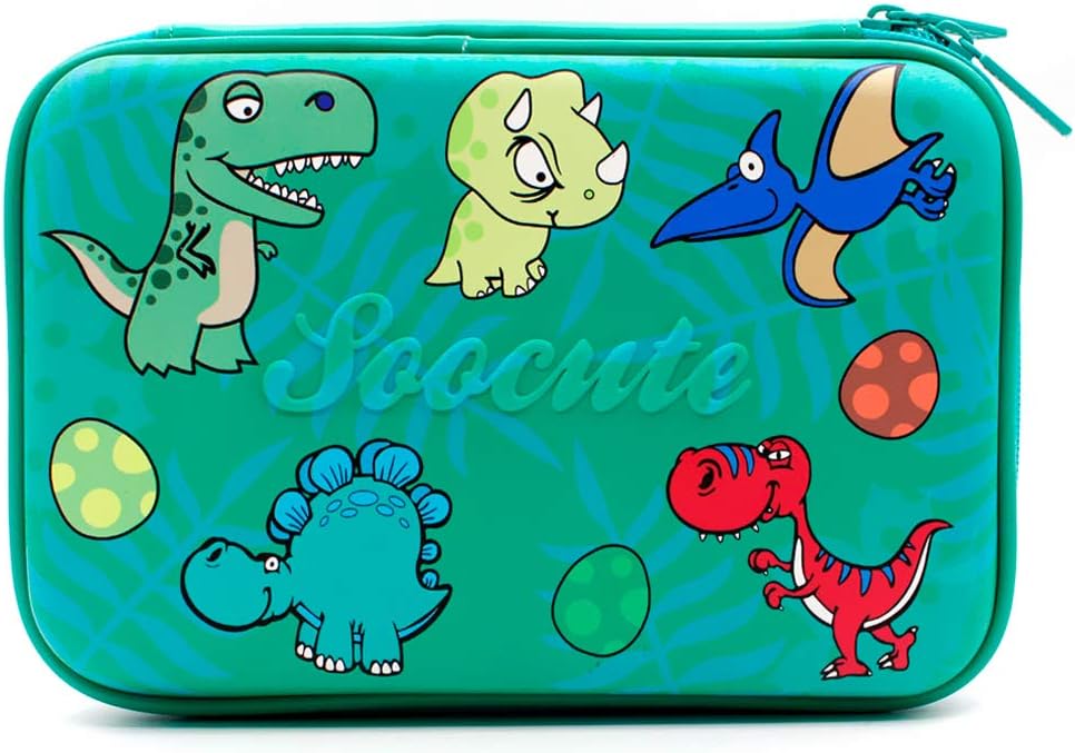 Green Baby Dinosaurs Pencil Case Boys Cute School Supply Stationery Organizer Cool Pen Box Holder Bag with Zipper for Kids Girls Children