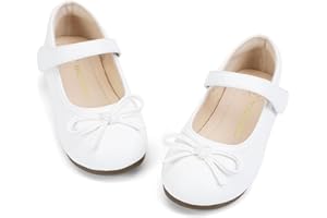 PANDANINJIA Toddler Dress Shoes Bowknot Mary Jane Shoes Girls Ballet Flats for Kids Wedding Party Uniform Church Shoes
