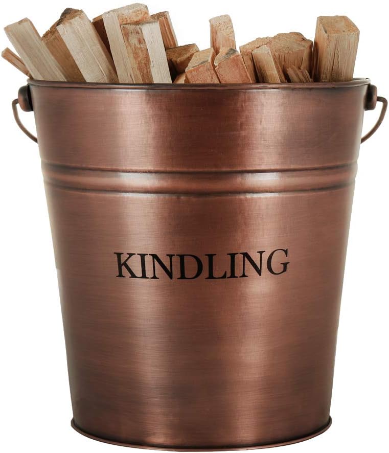Kindling Storage Basket 17L Wood Container Bucket for Fire Pits and