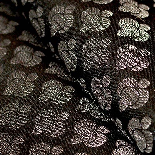 Shopolics Black and small silver flower shape brocade silk fabric-4659, Party wear Dress Material By The Yard