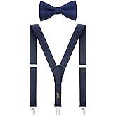 CEAJOO Men's Boys' Suspenders and Bow Tie Set Adjustable