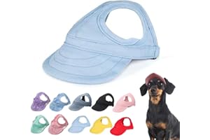 AUIEPET Outdoor Sun Protection Hood for Dogs, 2024 New Dog Hat Canvas Dog Sun Hat Dog Baseball Cap, Pet Dog Outdoor Sun Protection Visor Hat with Ear Holes and Adjustable Neck Strap (Light Blue, S)