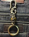 Retro Collectable Solid Brass Punk Lizard Skull Fob Pants Hooks Keychain Key Ring