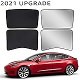 BASENOR Tesla Model 3 Sunshade Front & Rear Glass Roof Sun Shades with Skylight Reflective Covers Set of 4 2021 Upgarde