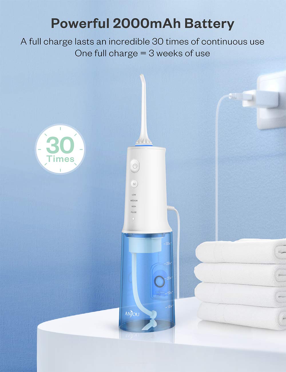 Water Flosser Cordless Teeth Cleaner, 320ML Professional Dental Oral Irrigator 4 Modes & Jets IPX7 Waterproof Cleanerable Water Tank Portable and USB Rechargeable for Home Travel, Braces & Bridge Care: Beauty