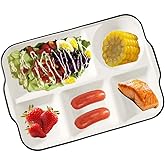 AIYoo 12.5inch Ceramic Divided Plate,5 Compartment Portion Control Plate,Reusable Bariatric Plate for Adults,White Dinner Plates for Daily Use,Dessert Plates for Balanced Meal