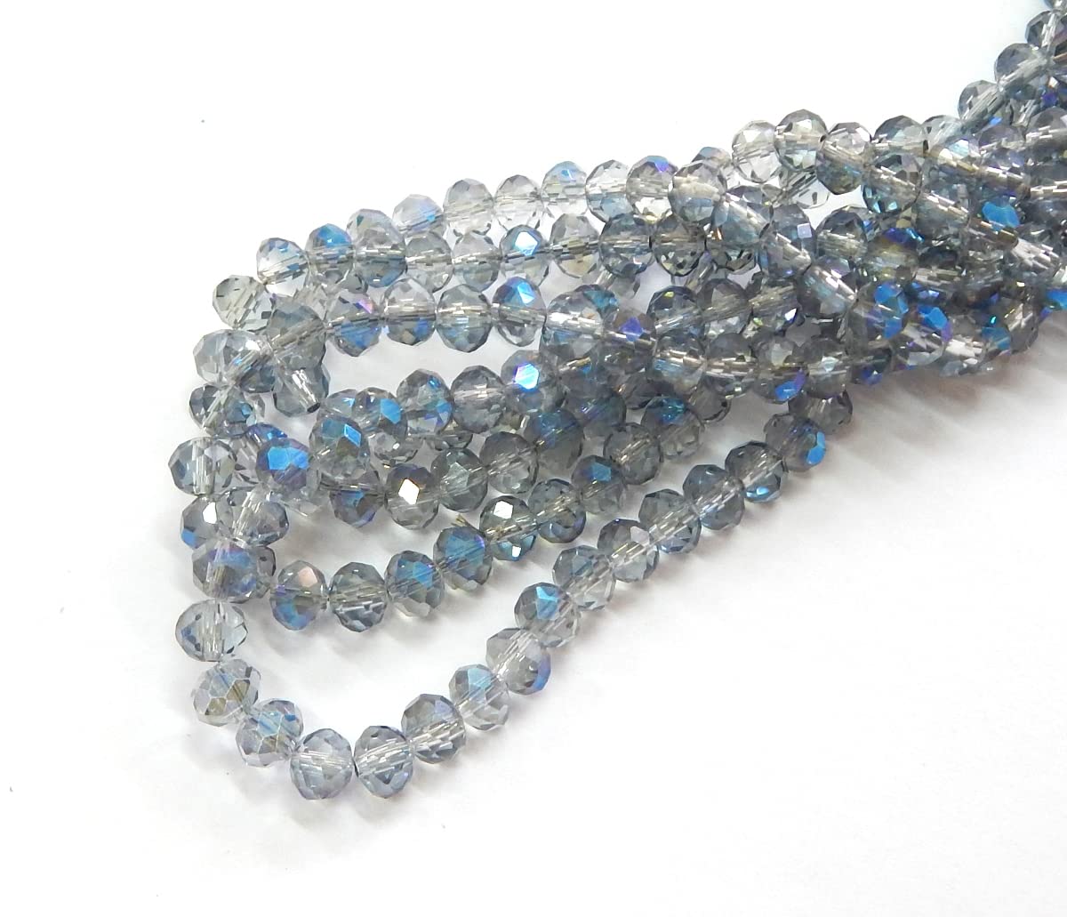 Czech Crystal Glass Beads, CZ Bohemian Faceted Rondelle Glass Beads, 4/6/8/10 mm (Grey Blue AB, 6x4 mm)