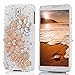 Note 3 Case,Galaxy Note 3 Case - Mavis's Diary 3D Handmade Bling Crystal Champagne String Flowers Gloden Shiny Diamond Pearls White Hard PC Case Cover for Samsung Galaxy Note 3 N9000 N9005 N9006