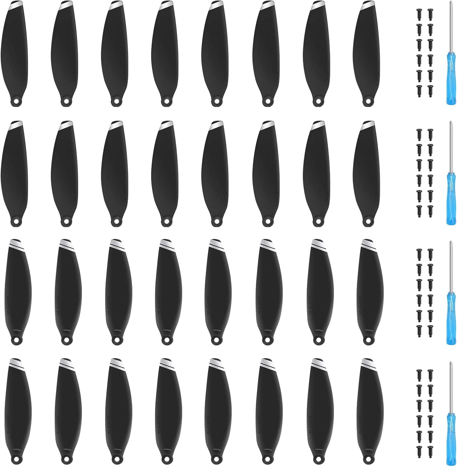 Craznick 32pcs Propellers for DJI Mini 4K, Mini 2, Mini SE, Mini 2 SE Replacement Prop Blades Spare Propeller Blade Low Noise Wings for DJI Mini 4K 2 SE Accessories Silver