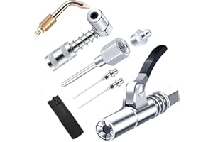 Larlansz Grease Gun Fittings - Grease Gun Tips,Grease Gun Coupler,90 Degree Grease Gun Coupler Adapter with Sleeves,Grease Needle Nozzles,Zerk Fitting Cleaner