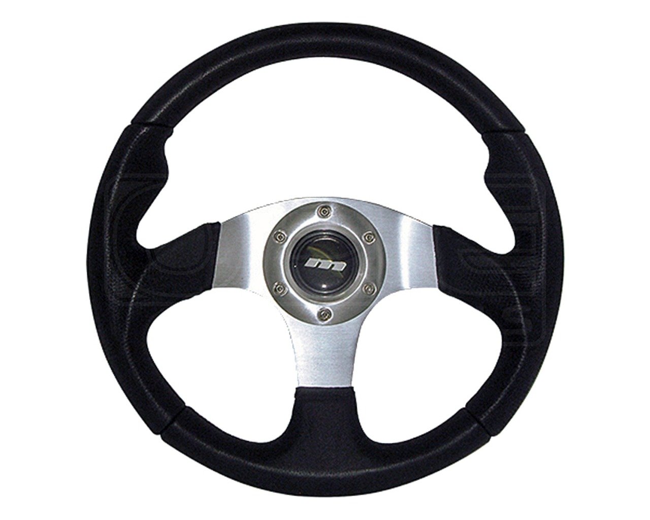 Mountney M32X3PS M Range Steering Wheel, With Silver Anodised Center, 3 Spoke Black Moulded Wheel. 340mm in Size
