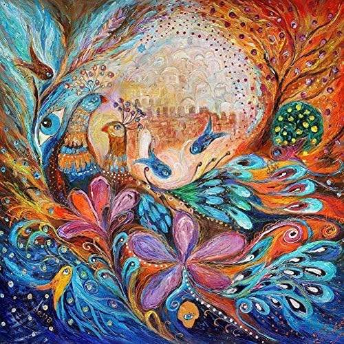 DIY Diamond Painting Blue and Orange Peacock Kits for Adults Crystal Rhinestone Diamond Embroidery Paintings Pictures Arts Craft 15.7x15.7 in Abstract Art