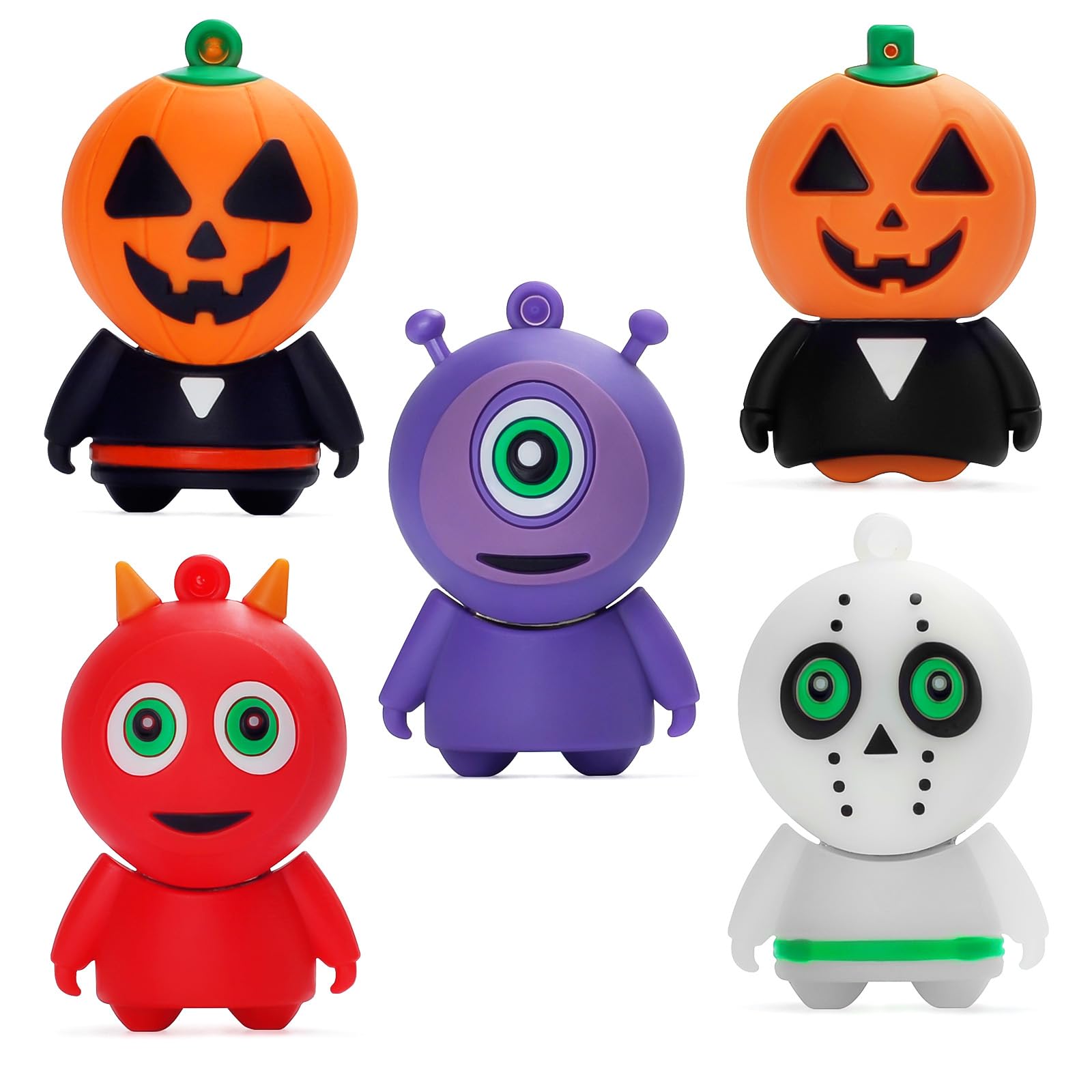 BorlterClamp USB Flash Drive with Halloween Pattern 16GB 5 Pack Novelty Memory Stick Pendrive for Data Storage
