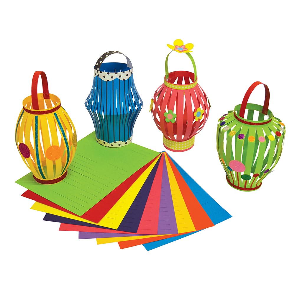Springboard Diwali Lanterns Craft Activity Pack - Make Your Own 3D Diwali Decorations - DIY Arts and Crafts for Kids - Early Years Resources - 30-Pack - 22 x 32 cm - Assorted Colours