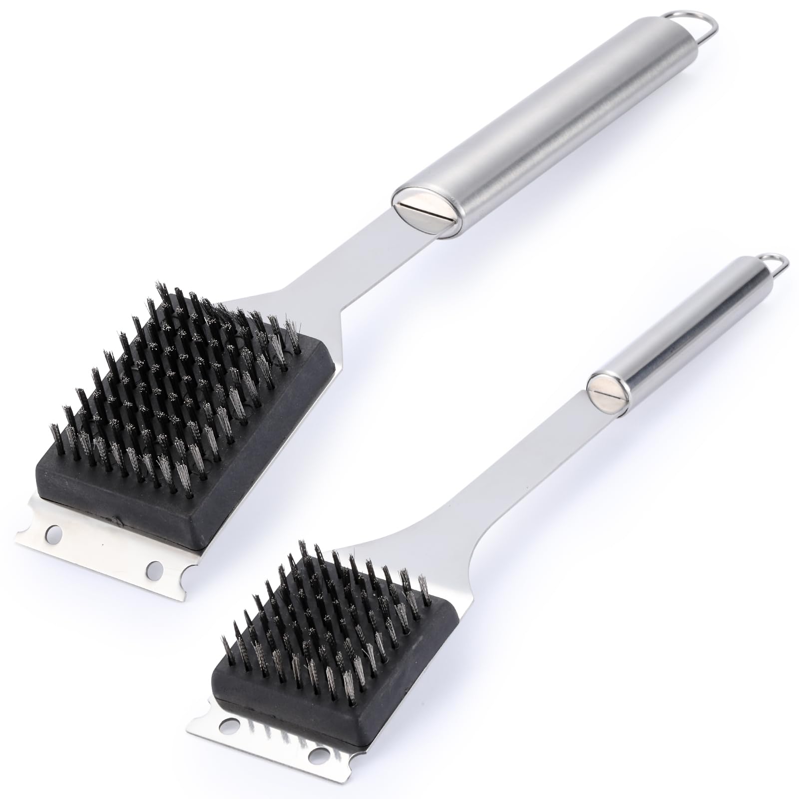 Photo 1 of 2 Pack Grill Brush and Scraper, 16.5” & 14” Wire BBQ Grill Brush for Outdoor Grill, 304 Stainless Steel Cleaning Brush BBQ Grill Accessories, Safe Grill Cleaner Brush-Ideal Gift for Men/Dad BBQ Brush