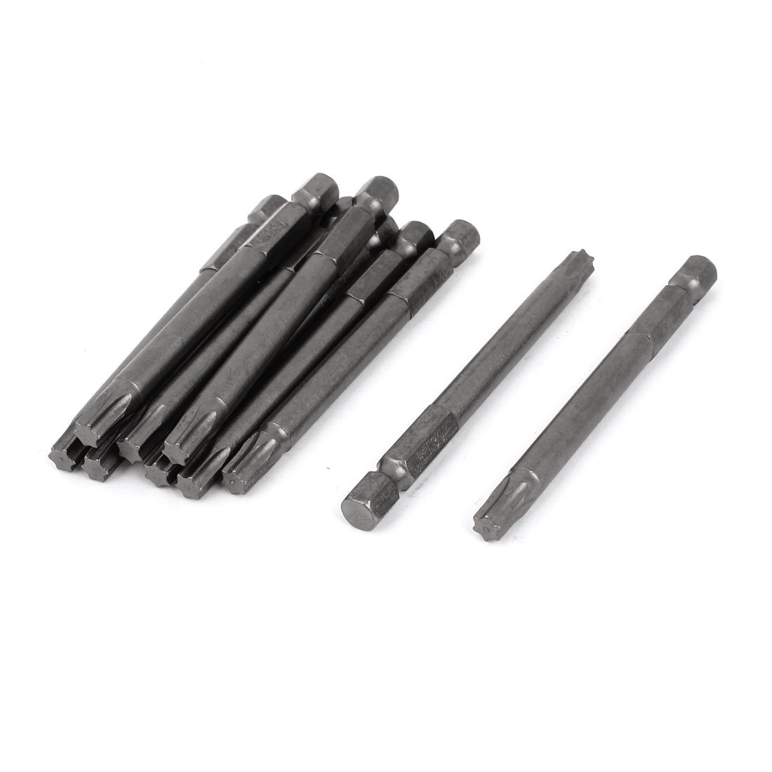 Sourcingmap T30 Head 1/4" Hex Shank 75mm Magnetic Torx Screwdriver Bits Gray 10pcs