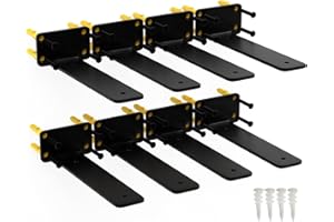 ISOKER 8 Inch Shelf Brackets, 8 Pack Floating Shelf Bracket, 1/5” Thick Carbon Steel Hidden Shelf Brackets, Rustic Industrial Brackets for Wall Decor