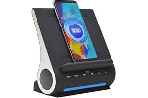 Azpen Dockall D108 Wireless Charging Dock w/Bluetooth Speakers Handsfree Call. Qi-Certified Wireless for iPhone 17/16/15/14/13/12 & Samsung Galaxy S25/S24/S23 S22/S21/S20 - Black