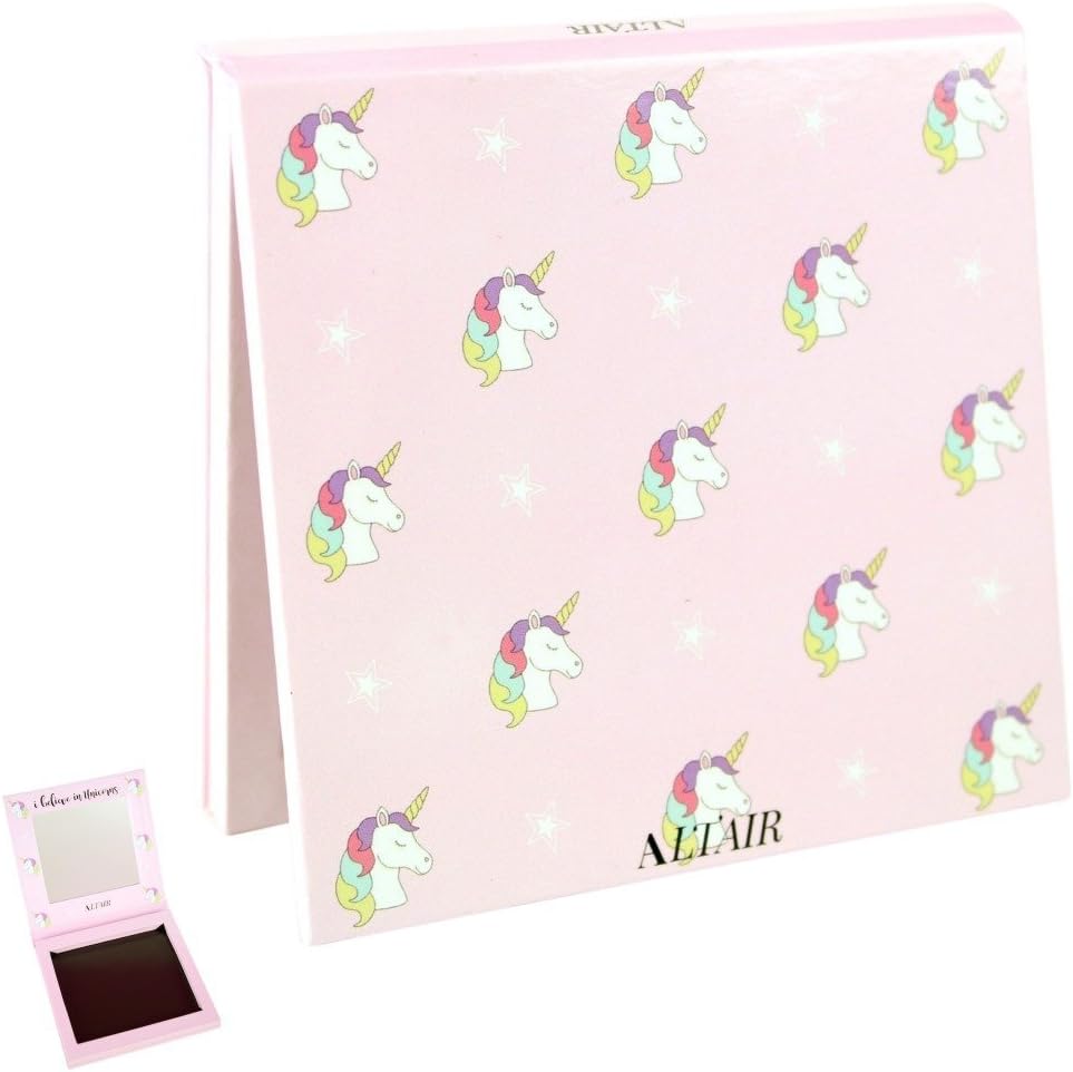 Unicorn Small Empty Magnetic Palette Set with Mirror - Travel Size for Depotting with 10 pcs Magnetic Stickers. Depot Eyeshadows, Highlighters, and Blushes by Altair Beauty.