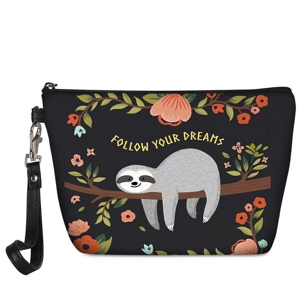 chaqlin Follow your Dream Sloth Makeup Bag,Travel Small Cosmetic Bags Organizer for Women Multifunction Handbag Toiletry Storage Pouch Waterproof Purse