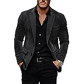 Men's Suede Jacket Casual Blazer 2-Button Business Party Coat