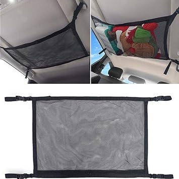 Volwco Car Ceiling Storage Net Pocket Universal Car Roof Interior